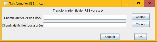 fenêtre d'exécution pour conversion RSS vers .csv